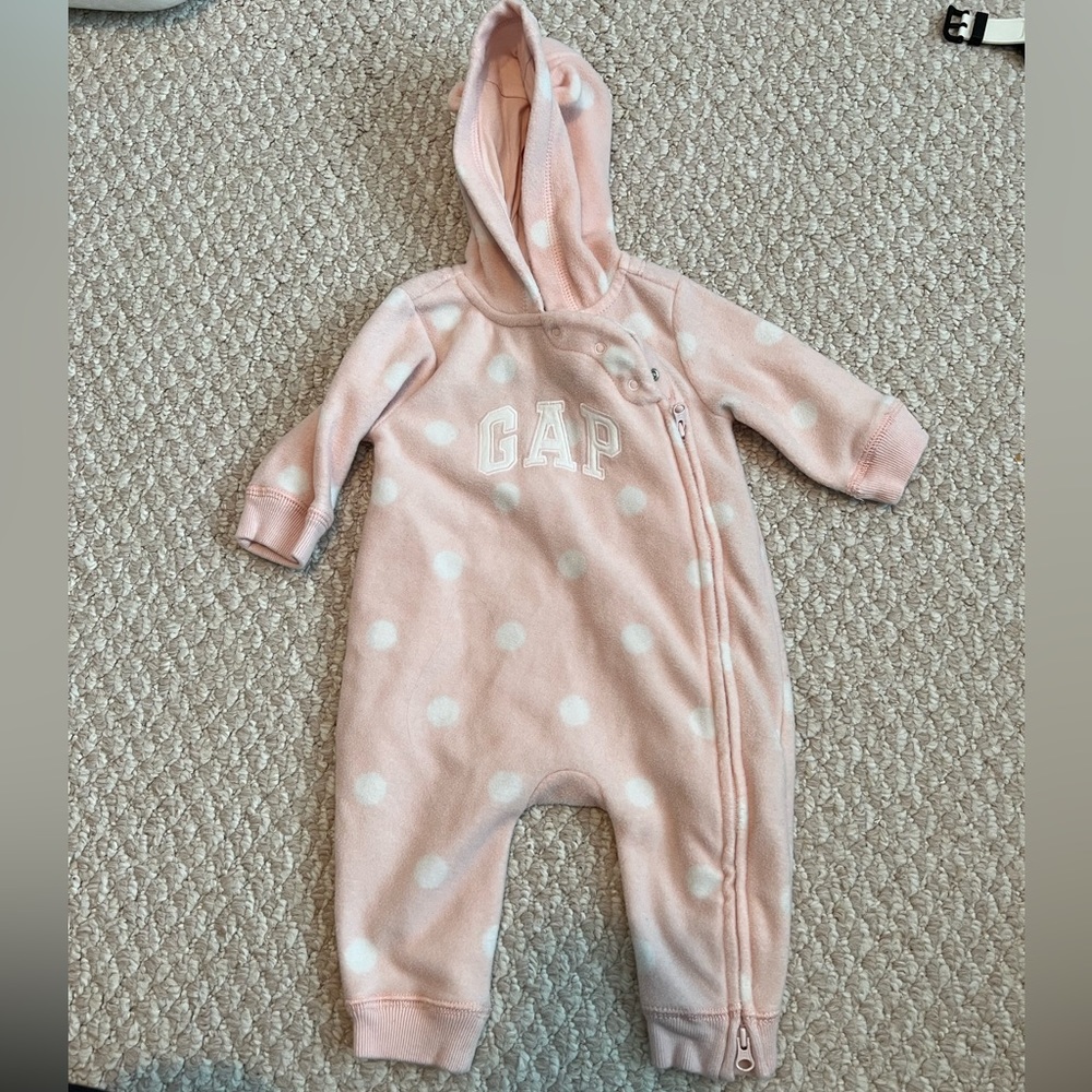 Baby girl gap fleece hooded one piece